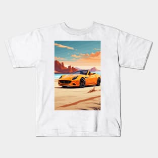 Orange Italian Car Sea Side Poster Kids T-Shirt